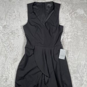 MARINA Womens 8 Black Sleeveless Jumpsuit Ruffled Wide Leg Romper One-Piece‎ NWT